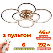 Изображение люстры LED SVET SL-5332/2+2+2 FG 192W DIMMER 3000-6000 H130*L780*W570 золото