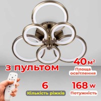 Изображение люстры LED SVET SL-5332/3+3B AB 168W DIMMER 3000-6000 H130*L600*W550 бронза