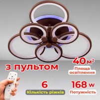 Изображение люстры LED SVET SL-5332/3+3B COFFE+RGB 168W DIMMER 3000-6000 H130*L600*W550 кофейная 