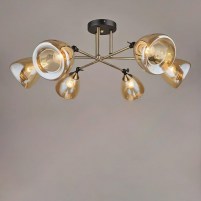 Изображение люстры SR-N3858/6 AB черный + бронза, плафон янтарный