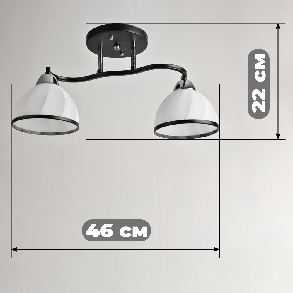 Изображение люстры SH-8098/2 CR+BK 460*150*220 E27*2 черный + хром