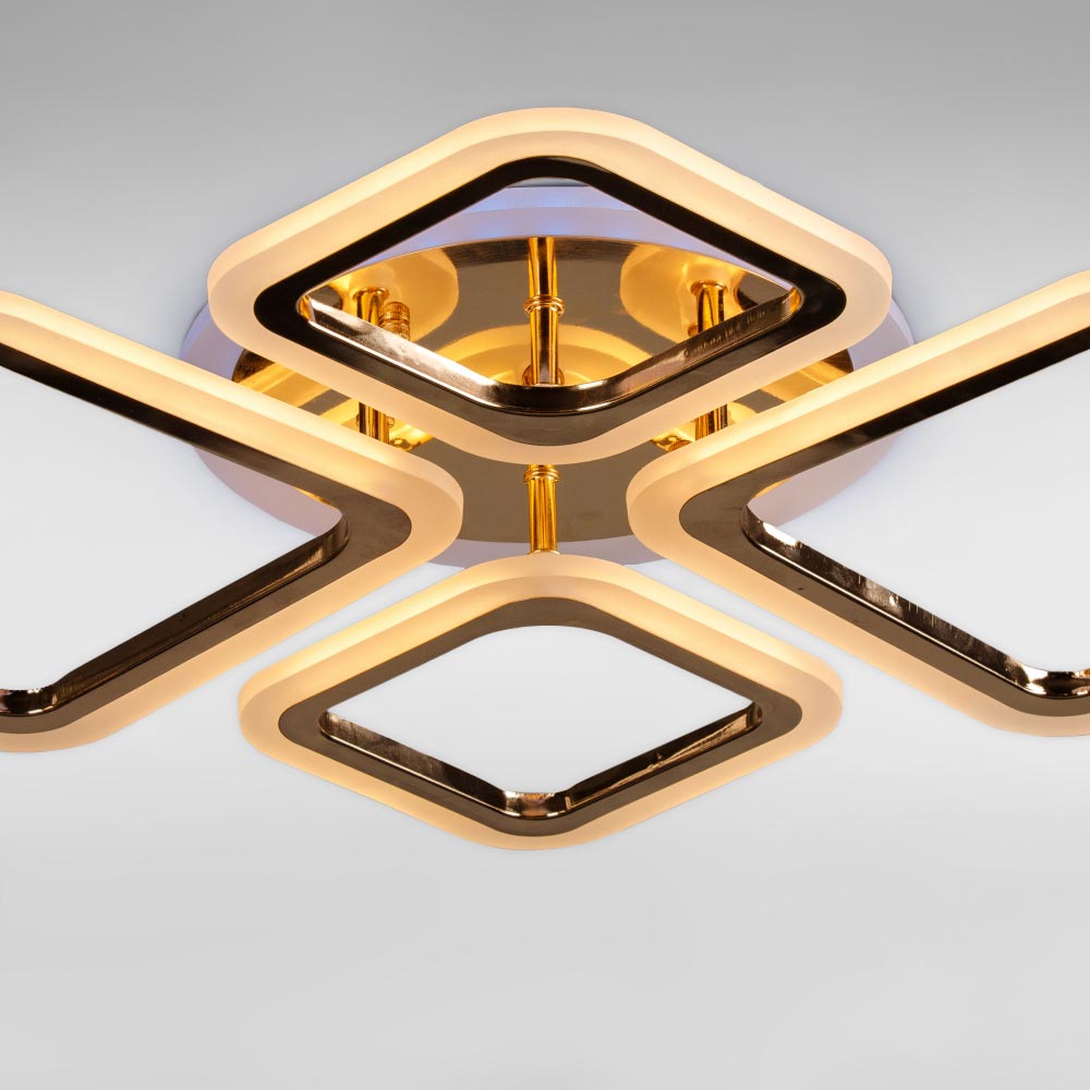 Изображение люстры LED SVET Люстра потолочная светодиодная LED SVET SL-5331/2+2 FG+RGB 96W DIMMER 3000-6000 H130*L700*W510 золото