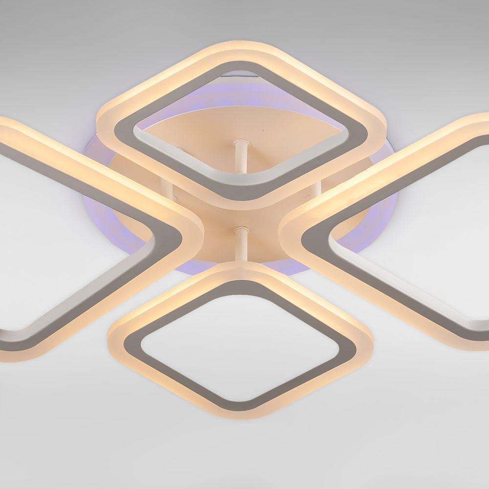 Изображение люстры LED SVET SL-5331/2+2 WT+RGB 96W DIMMER 3000-6000 H130*L700*W510 белая