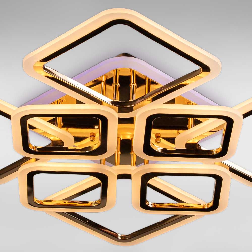 Изображение люстры LED SVET SL-5331/4+4 FG+RGB 192W DIMMER 3000-6000 H140*L600*W610