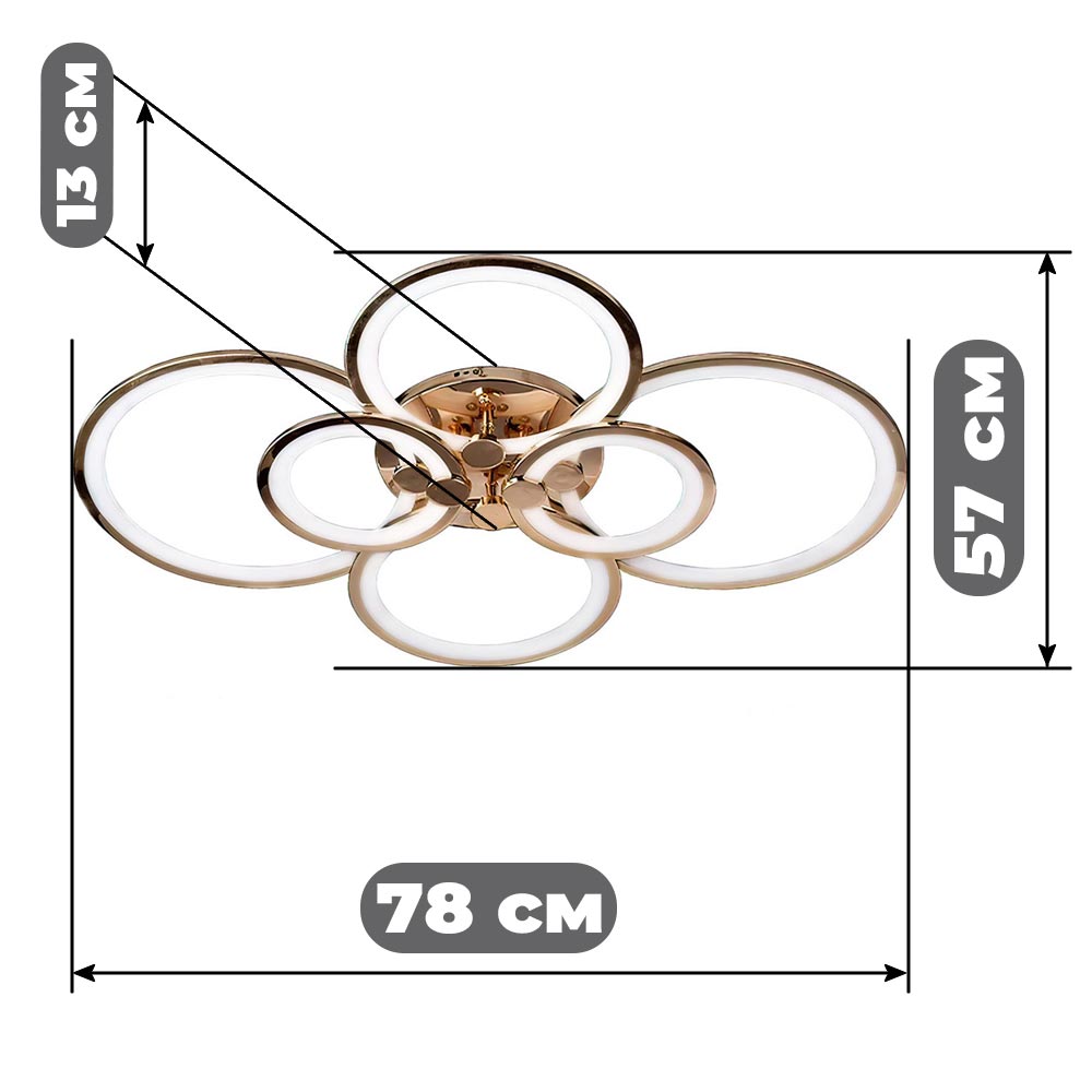 Изображение люстры LED SVET SL-5332/2+2+2 FG 192W DIMMER 3000-6000 H130*L780*W570 золото
