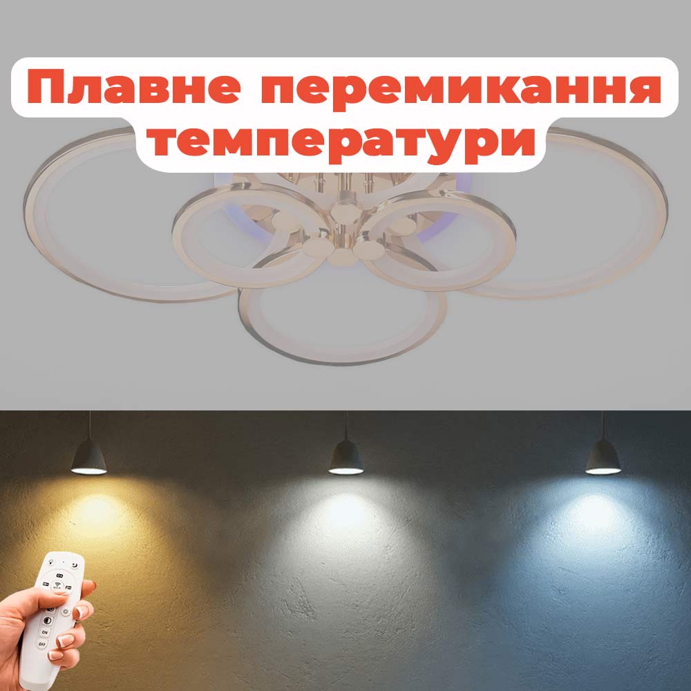 Изображение люстры LED SVET SL-5332/2+2+2 FG+RGB 192W DIMMER 3000-6000 H130*L780*W570 золото