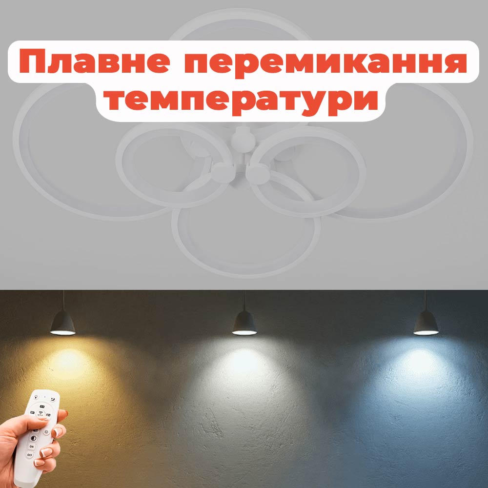 Изображение люстры LED SVET SL-5332/2+2+2 WT 192W DIMMER 3000-6000 H130*L780*W570 белая