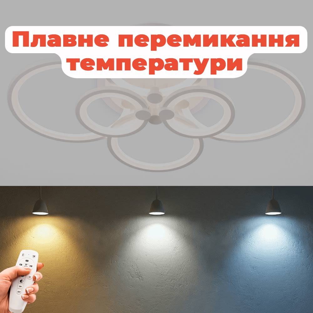 Изображение люстры LED SVET SL-5332/2+2+2 WT+RGB 192W DIMMER 3000-6000 H130*L780*W570 белая