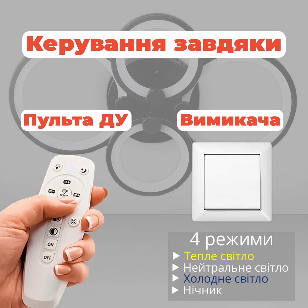 Изображение люстры LED SVET SL-5332/2+2 BK 112W DIMMER 3000-6000 H90*L610*W410 черная