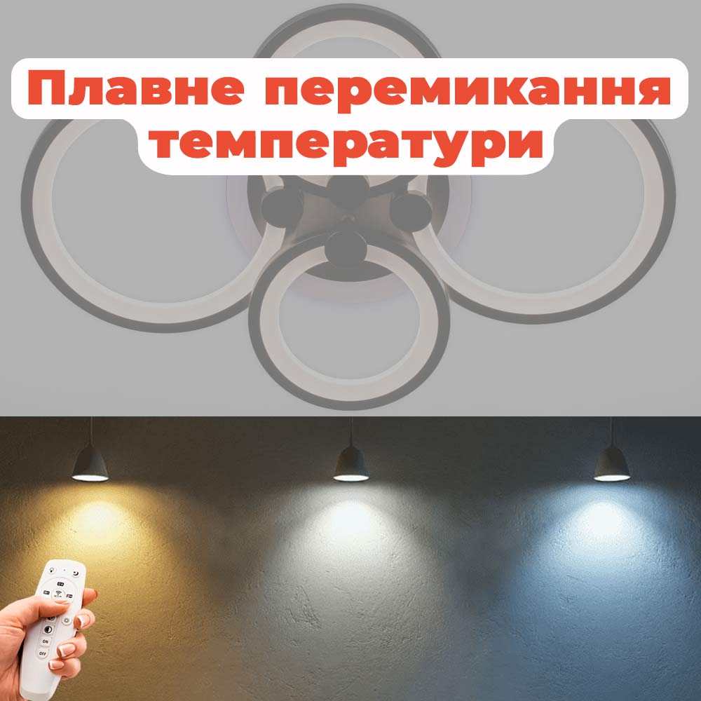 Изображение люстры LED SVET SL-5332/2+2 BK+RGB 112W DIMMER 3000-6000 H90*L610*W410 черная