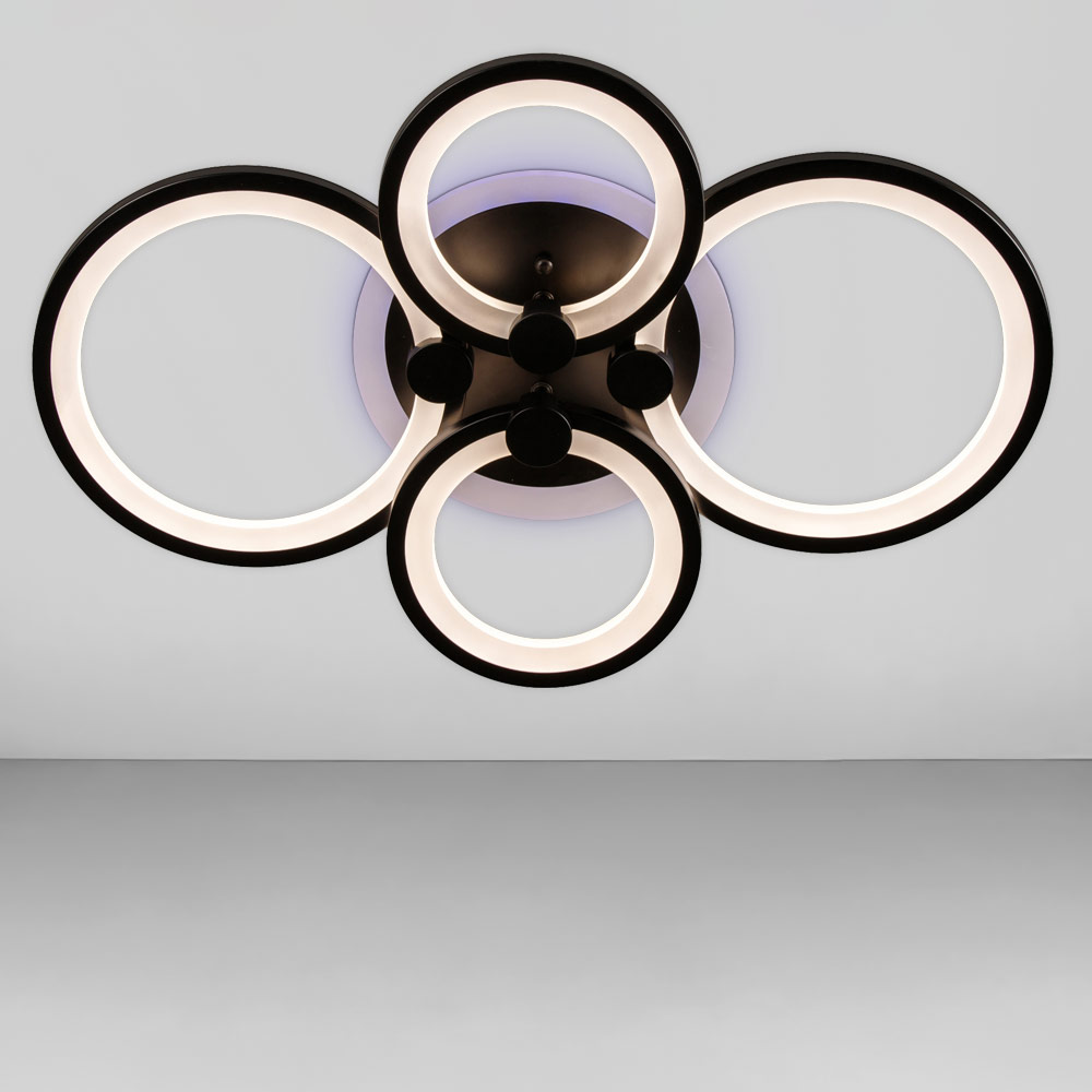 Изображение люстры LED SVET SL-5332/2+2 BK+RGB 112W DIMMER 3000-6000 H90*L610*W410 черная