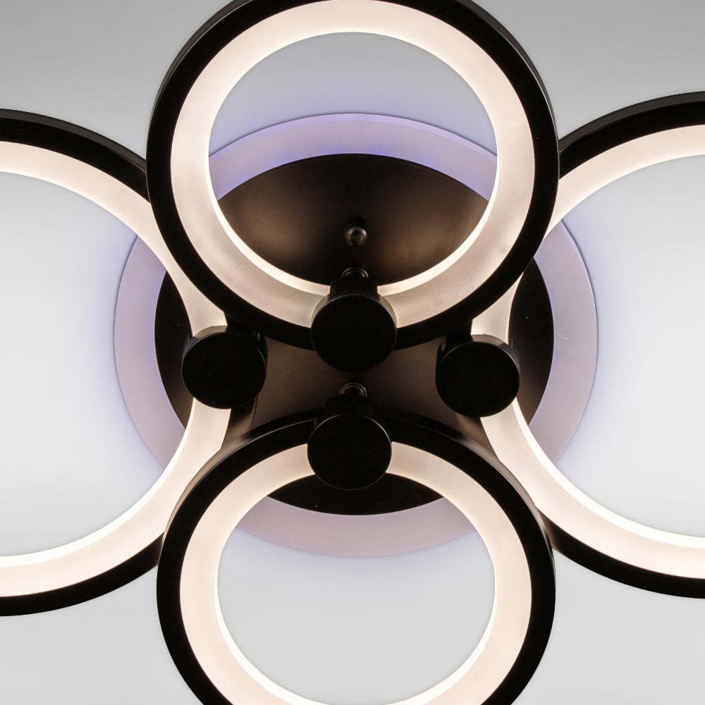 Изображение люстры LED SVET SL-5332/2+2 BK+RGB 112W DIMMER 3000-6000 H90*L610*W410 черная