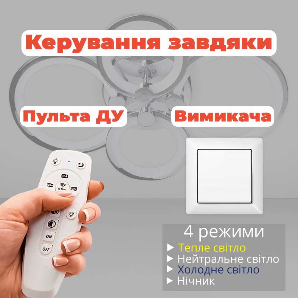 Изображение люстры LED SVET SL-5332/2+2 CR 112W DIMMER 3000-6000 H90*L610*W410 хром