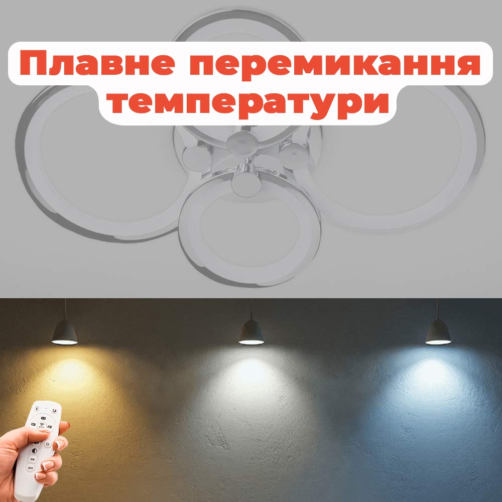 Изображение люстры LED SVET SL-5332/2+2 CR 112W DIMMER 3000-6000 H90*L610*W410 хром