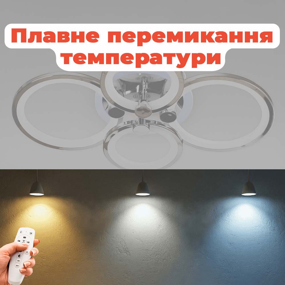 Изображение люстры LED SL-5332/2+2 CR+RGB 112W DIMMER 3000-6000 H90*L610*W410 хром