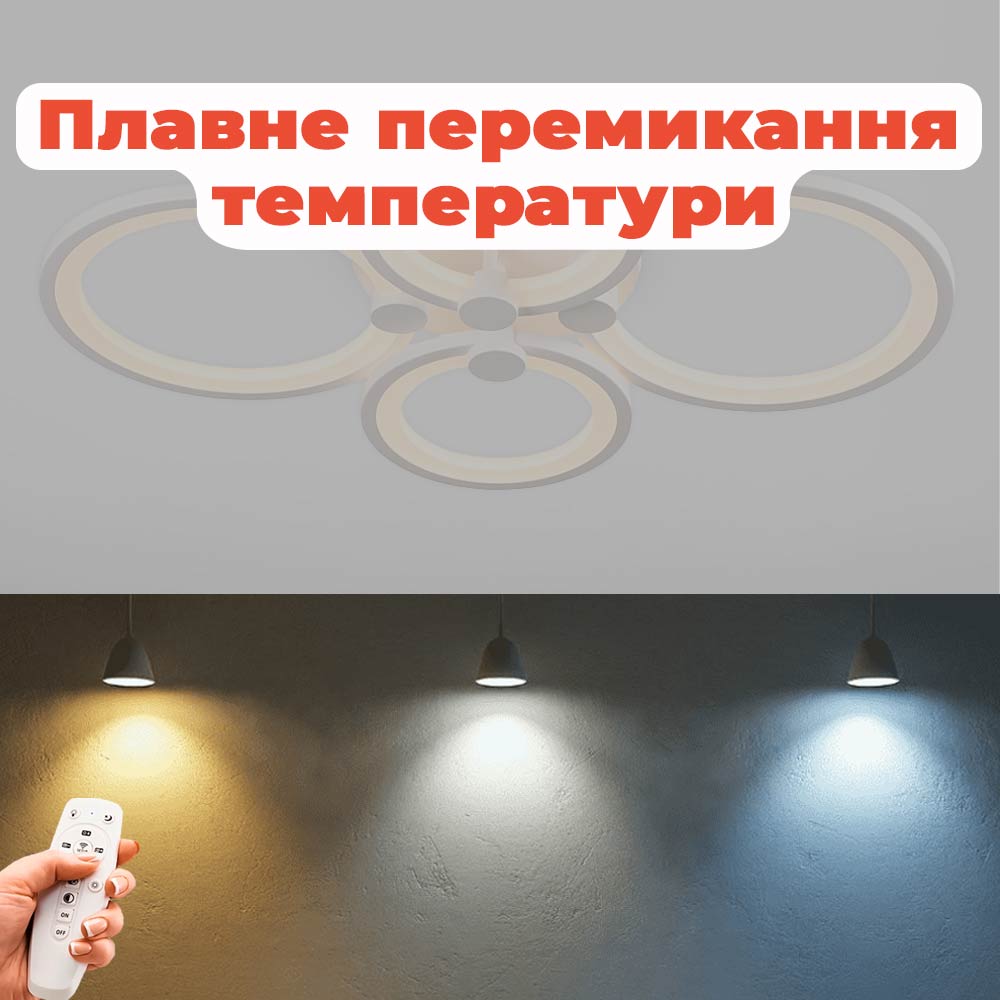 Изображение люстры LED SVET SL-5332/2+2 WT 112W DIMMER 3000-6000 H90*L610*W410 белая