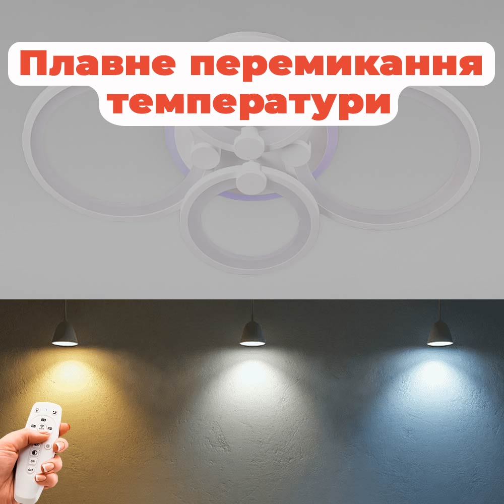 Изображение люстры SVET SL-5332/2+2 WT+RGB 112W DIMMER 3000-6000 H90*L610*W410 белая