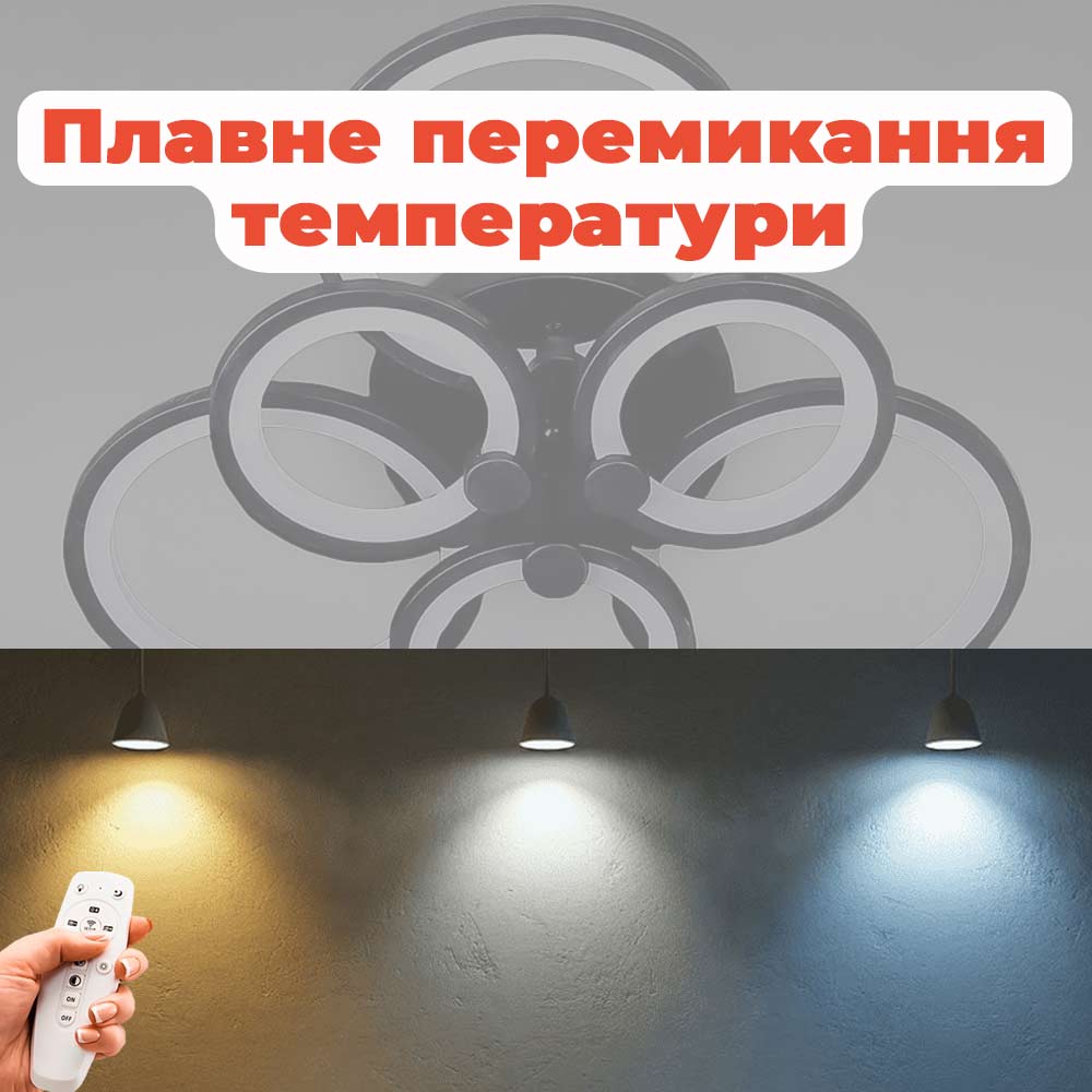 Изображение люстры LED SVET Люстра потолочная светодиодная LED SVET SL-5332/3+3B BK 168W DIMMER 3000-6000 H130*L600*W550 черная