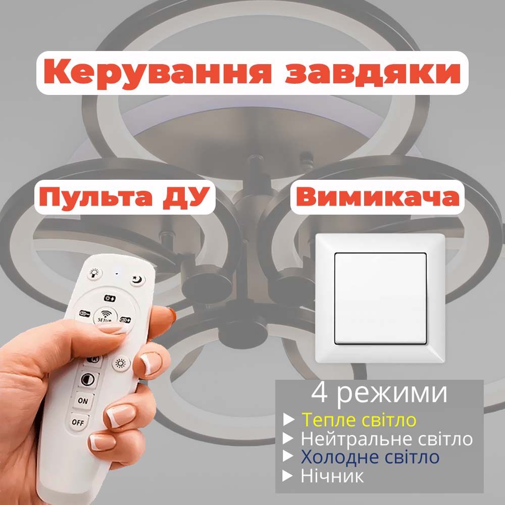 Изображение люстры LED SVET SL-5332/3+3B BK+RGB 168W DIMMER 3000-6000 H130*L600*W550