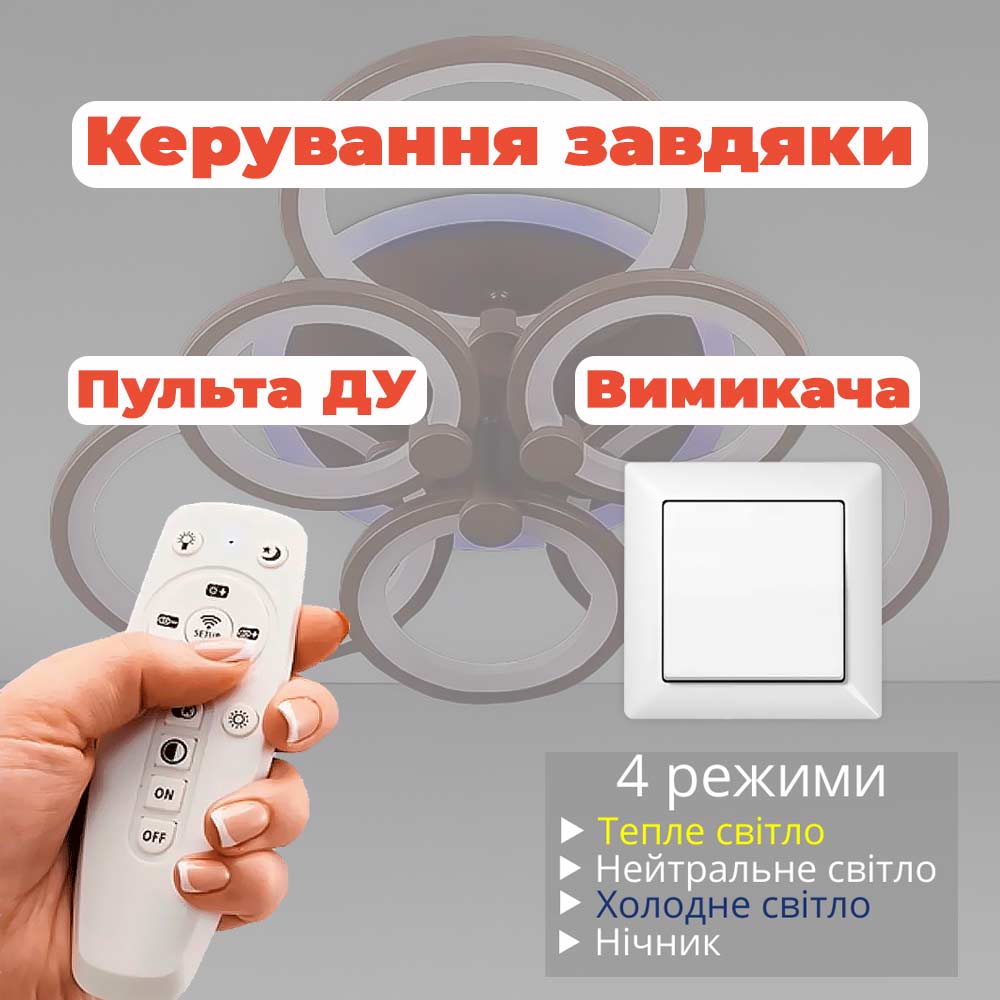Изображение люстры LED SVET SL-5332/3+3B COFFE+RGB 168W DIMMER 3000-6000 H130*L600*W550 кофейная 