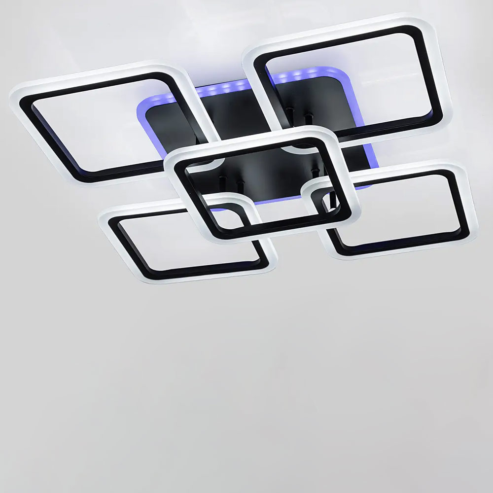 Изображение люстры LED SVET Люстра потолочная светодиодная LED SVET SL-5342/4+1 BK+RGB 150W DIMMER 3000-6000 H110*L580*W580 черная