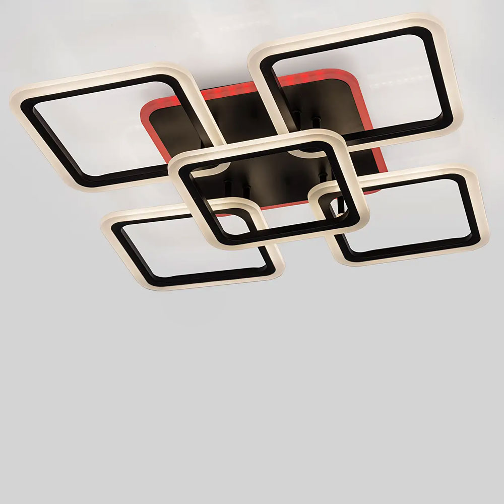 Изображение люстры LED SVET Люстра потолочная светодиодная LED SVET SL-5342/4+1 BK+RGB 150W DIMMER 3000-6000 H110*L580*W580 черная
