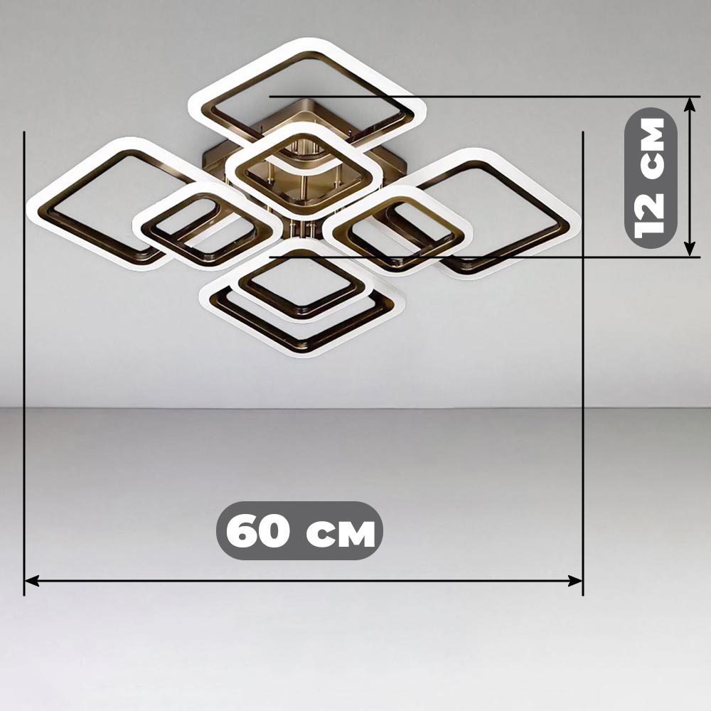 Изображение люстры LED SVET SL-5342/4+4B AB 192W DIMMER 3000-6000 H120*L600*W600 бронза