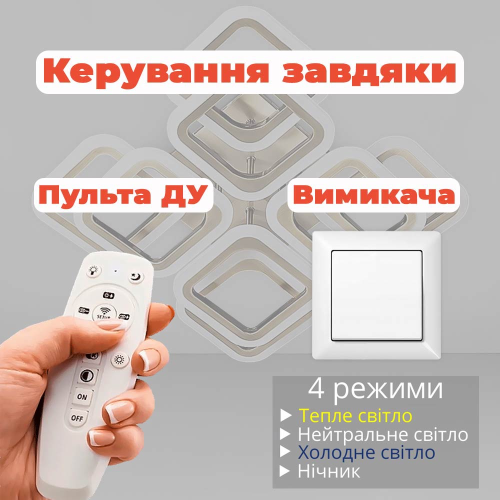 Изображение люстры LED SVET SL-5342/4+4C AB 144W DIMMER 3000-6000 H120*L450*W450 бронза