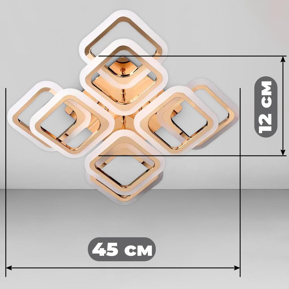 Изображение люстры LED SVET SL-5342/4+4C FG 144W DIMMER 3000-6000 H120*L450*W450 золото