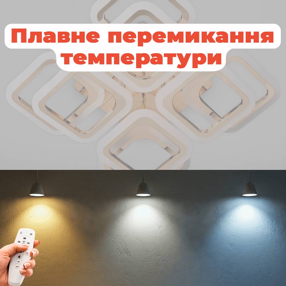Изображение люстры LED SVET SL-5342/4+4C FG 144W DIMMER 3000-6000 H120*L450*W450 золото