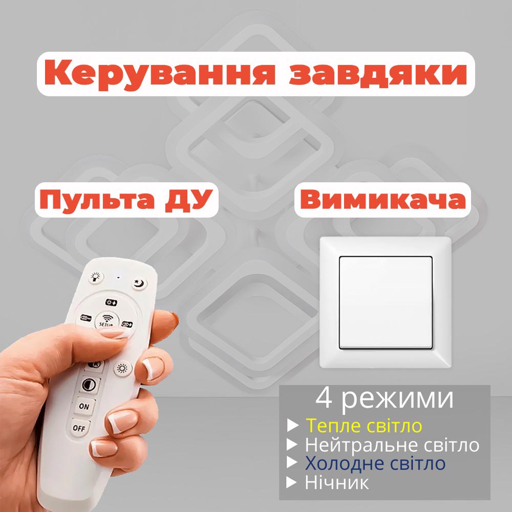 Изображение люстры LED SVET SL-5342/4+4C WT 144W DIMMER 3000-6000 H120*L450*W450 белый