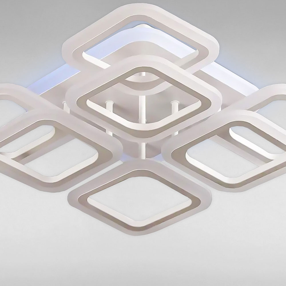 Изображение люстры LED SVET SL-5342/4+4C WT+RGB 144W DIMMER 3000-6000 H120*L450*W450 белая