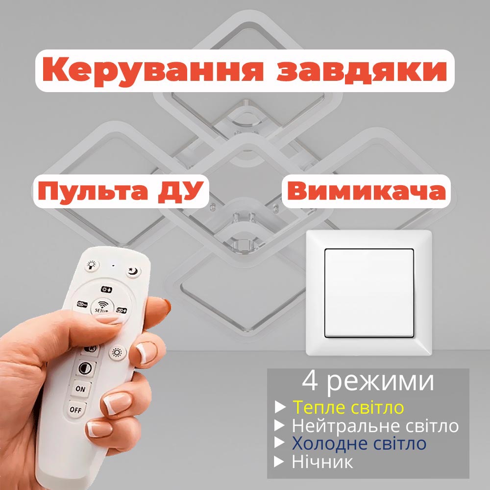 Изображение люстры LED SVET SL-5342/4+1 CR 150W DIMMER 3000-6000 H110*L580*W580 хром