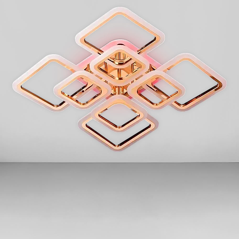 Изображение люстры LED SVET SL-5342/4+4B FG+RGB 192W DIMMER 3000-6000 H120*L600*W600 золото